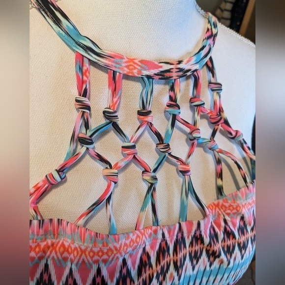 CATALINA Womans TANKINI Swim Top Lattice STRIPE Adjustable - Picture 5 of 12